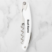 ボート名ホワイトとブラックの文字テンプレート ソムリエナイフ (正面)