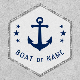 ボート名ヴィンテージ航海のいかりスターズネービーホワイト ワッペン