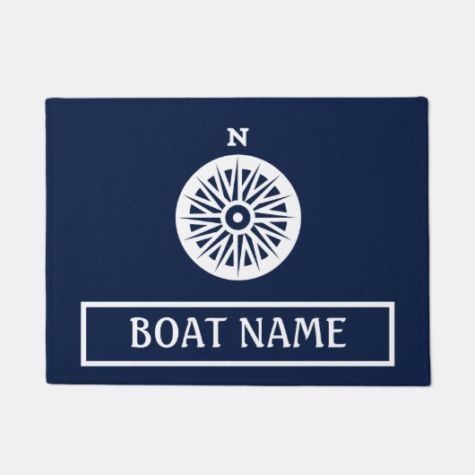 ボート名波止場マット-コンパス ドアマット (正面)