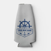ボート名航海のいかりオール&船ホイールグレー ボトルクーラー (正面)