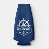 ボート名航海のいかりオール&船舶車輪海軍 ボトルクーラー (正面)