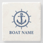 ボート名航海のいかりホイールマーブル ストーンコースター (正面)