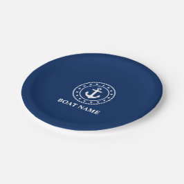 ボート名航海のいかりロープスターズネイビーブルー ペーパープレート