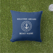 ボート名航海のいかりロープスターズブルーウェルカム アウトドアクッション (芝生)