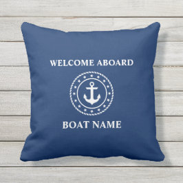 ボート名航海のいかりロープスターズブルーウェルカム アウトドアクッション
