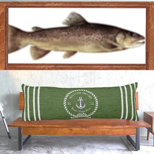 ボート名航海のいかりロープティール（緑がかった色）ブルーウェルカム ボディピロー