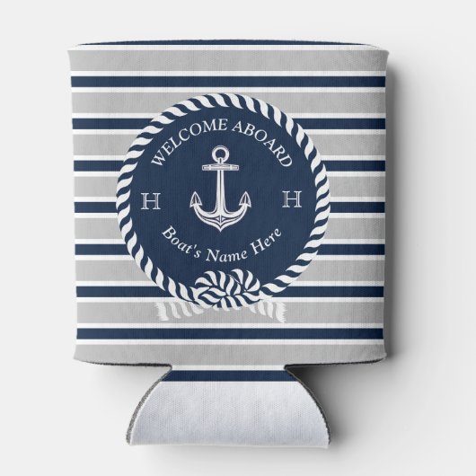 ボート名航海のいかりロープネイビーブルーウェルカム 缶クーラー (裏面)