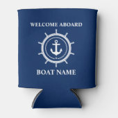 ボート名航海のいかりロープヘルムウェルカムアボード 缶クーラー (正面)