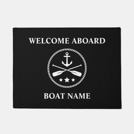 ボート名航海のいかり（オール付き） ドアマット (正面)