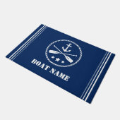 ボート名航海のいかり&クロストアーズネイビーブルー ドアマット (アングル)