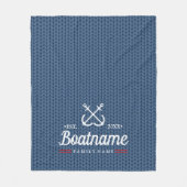 ボート名航海のウィンターウールニットネイビーブルー フリースブランケット (正面)