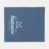 ボート名航海のウィンターウールニットネイビーブルー フリースブランケット (正面(横))