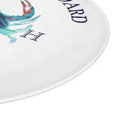 ボート名航海のティール（緑がかった色）カニウェルカムネイビーブルー カッティングボード (角)