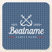 ボート名航海のニットウール スクエアペーパーコースター (正面)