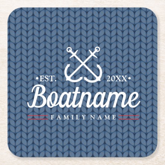 ボート名航海のニットウール スクエアペーパーコースター (正面)
