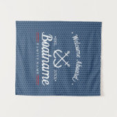 ボート名航海のブルーパーソナライズされたウィンターウール タペストリー (正面(横))