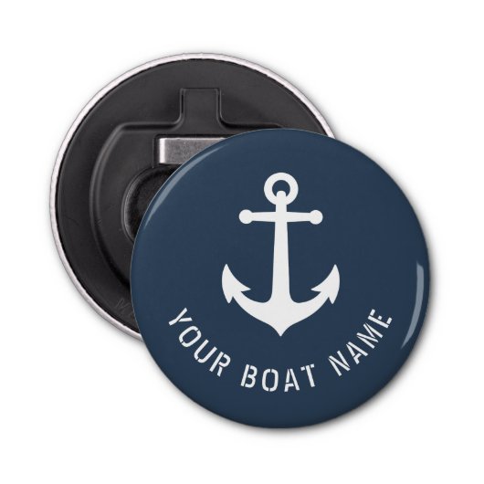 ボート名航海のヴィンテージいかりブルーグレーホワイト 栓抜き (正面)