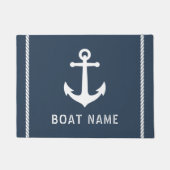 ボート名航海のヴィンテージいかりロープストライプ ドアマット (正面)