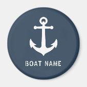 ボート名航海のヴィンテージいかり海グレーブルー マグネット (正面)