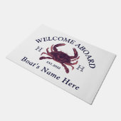 ボート名航海の赤カニ歓迎ネイビーブルードア ドアマット (アングル)