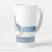 ボート名,いかりドルフィンライトブルーストライプズ カフェラテマグ (右アングル)