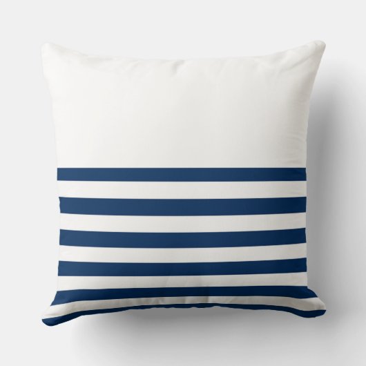 ボート名,いかりフラワーズネイビーブルーストライプ クッション (裏面)