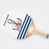 ボート名，いかりフラワーネイビーブルーストライプズ 卓球ラケット (横)