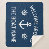 ボート名（中）航海のフリース シェルパブランケット (正面)