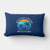 ボート名Sun Palm Trees Welcome Aboard Blue ランバークッション (正面)