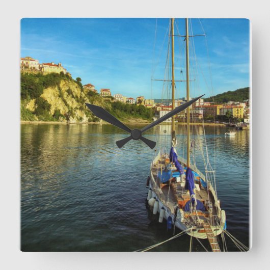 ボート接岸 |アグロポリ スクエア壁時計 (正面)