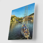 ボート接岸 |アグロポリ スクエア壁時計 (傾斜)