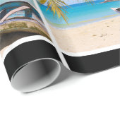 ボート柄の美しい熱帯ビーチ ラッピングペーパー (ロールコーナー)