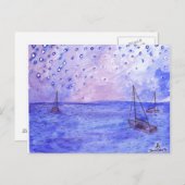 ボート水彩絵葉書 ポストカード (正面/裏面)