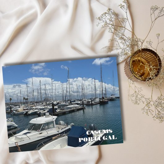 ボート波止場でCascais Portugal，旅行写真 シーズンポストカード