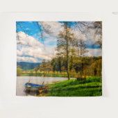 ボート湖山の背景の曇り空 タペストリー (正面(横))