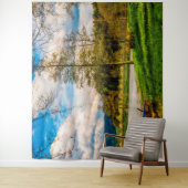 ボート湖山の背景の曇り空 タペストリー (インサイチュ)