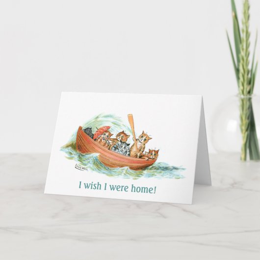 ボート漕ぎの猫 カード (正面)