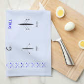 ボート漕ぎクルーボート型ブルースポーツ キッチンタオル (四つ折り)