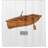 ボート漫画イラストレーション シャワーカーテン (正面)