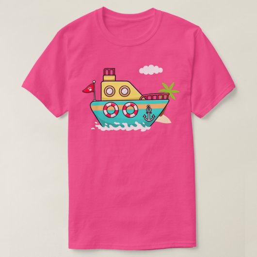 ボート漫画イラストレーション Tシャツ (デザイン正面)