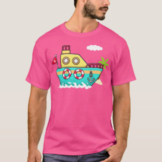 ボート漫画イラストレーション Tシャツ