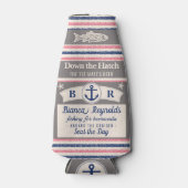 ボート第1メイト船航海の母かわいストライプのビール ボトルクーラー (正面)