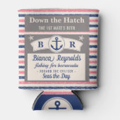 ボート第1メイト船航海の母かわいストライプのビール 缶クーラー (正面)