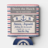 ボート第1メイト船航海の母かわいストライプのビール 缶クーラー (裏面)