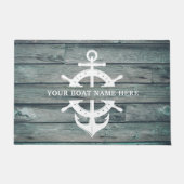 ボート素朴名船の車輪いかり流木 ドアマット (正面)