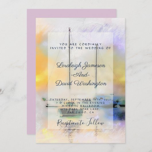 ボート結婚式招待状 招待状 (正面/裏面)