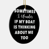 ボート考えるは私の周りにもデザインモーターボート セラミックオーナメント (右)