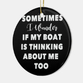ボート考えるは私の周りにもデザインモーターボート セラミックオーナメント (左)