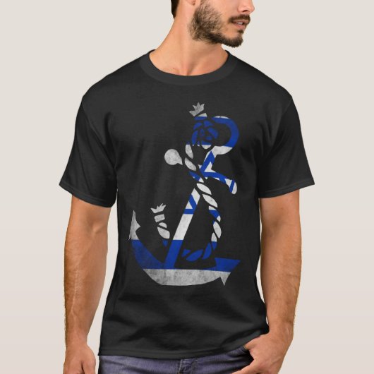 ボート航海のいかりイスラエル国旗海Fis Tシャツ (正面)