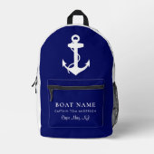 ボート航海のいかりキャプテンファミリー名海軍ブルー プリントバックパック (正面)